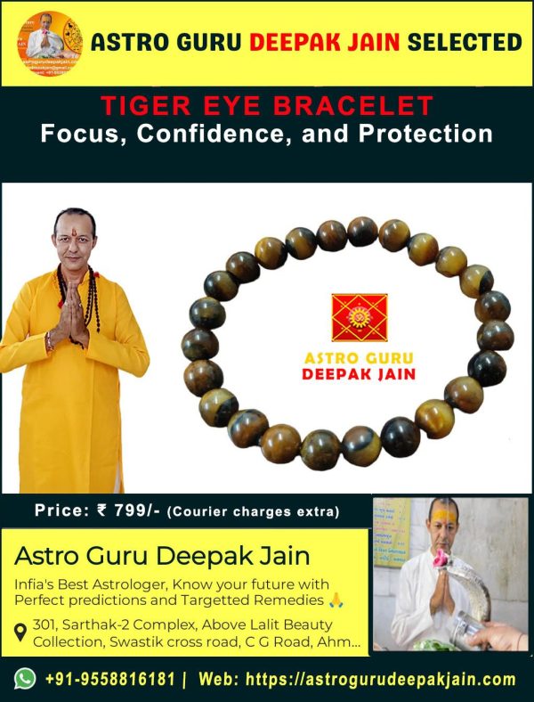 Courageous Spirit Tiger Eye Bracelet – Confidence, Focus & Protection Jewelry – Navgraha.in - Image 2