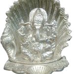 White Metal Sheep Ganesha Statue 4.5 Inch Height | Obstacle Remover Ganesha Idol for Prosperity & Success
