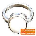Moonga White Coral Natural Oval Shape Silver Ring Approx 7 Carat – Premium Safed Moonga Gemstone – Navgraha.in - Image 2