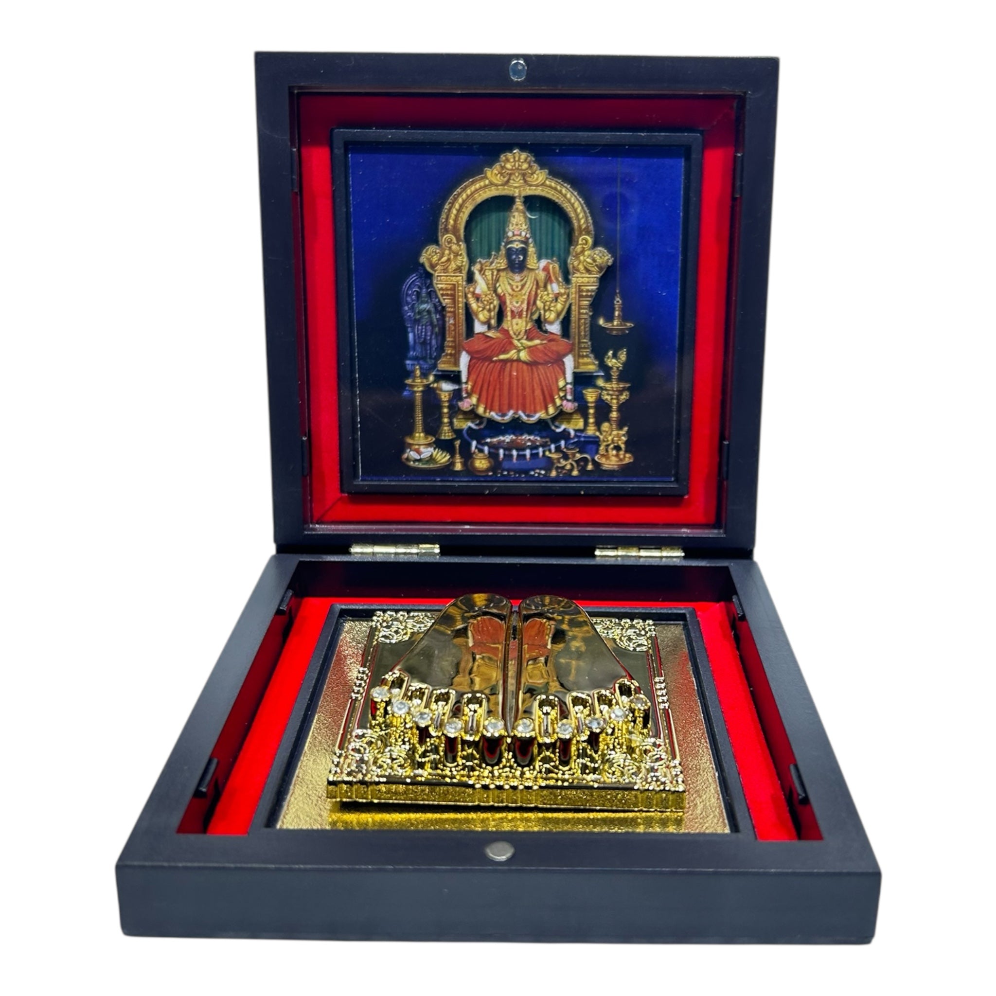 69902651-0E01-41B6-A5F4-289736B9A338-1.jpg Kanchi Kamatchi Gold-Plated Padhm Box 4 x 4 inch | Authentic Spiritual Product for Divine Connection - Image 1