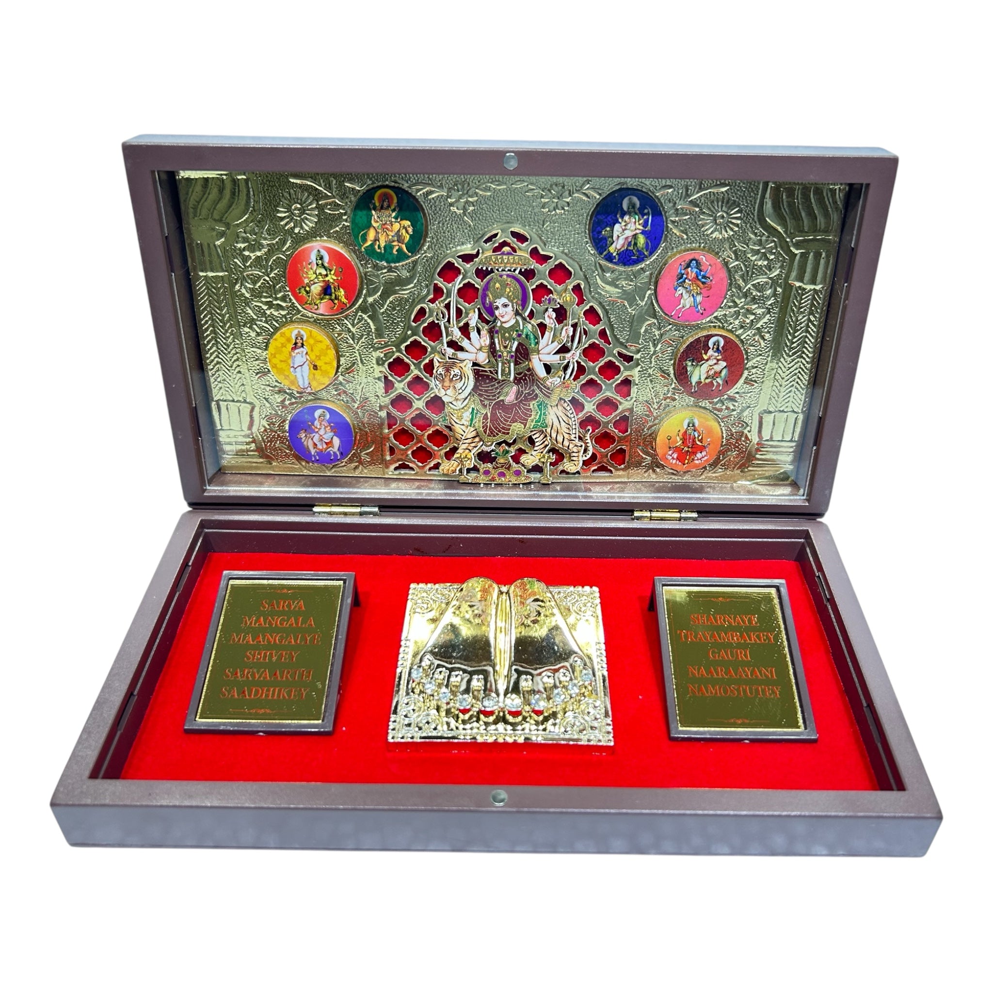 9F34C65C-AD3D-4332-80C4-88F1955B33B3-1.jpg Nava Durga Padam Box - Ambaji Mere Humsafar Corporate Gift 8 x 4 inch | Premium Corporate Gift for Divine Blessings - Image 1