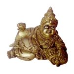 Brass Statue Lord Kuber with Pillow Carving Work &ndash; Premium Brass Deity Idol for Home & Temple