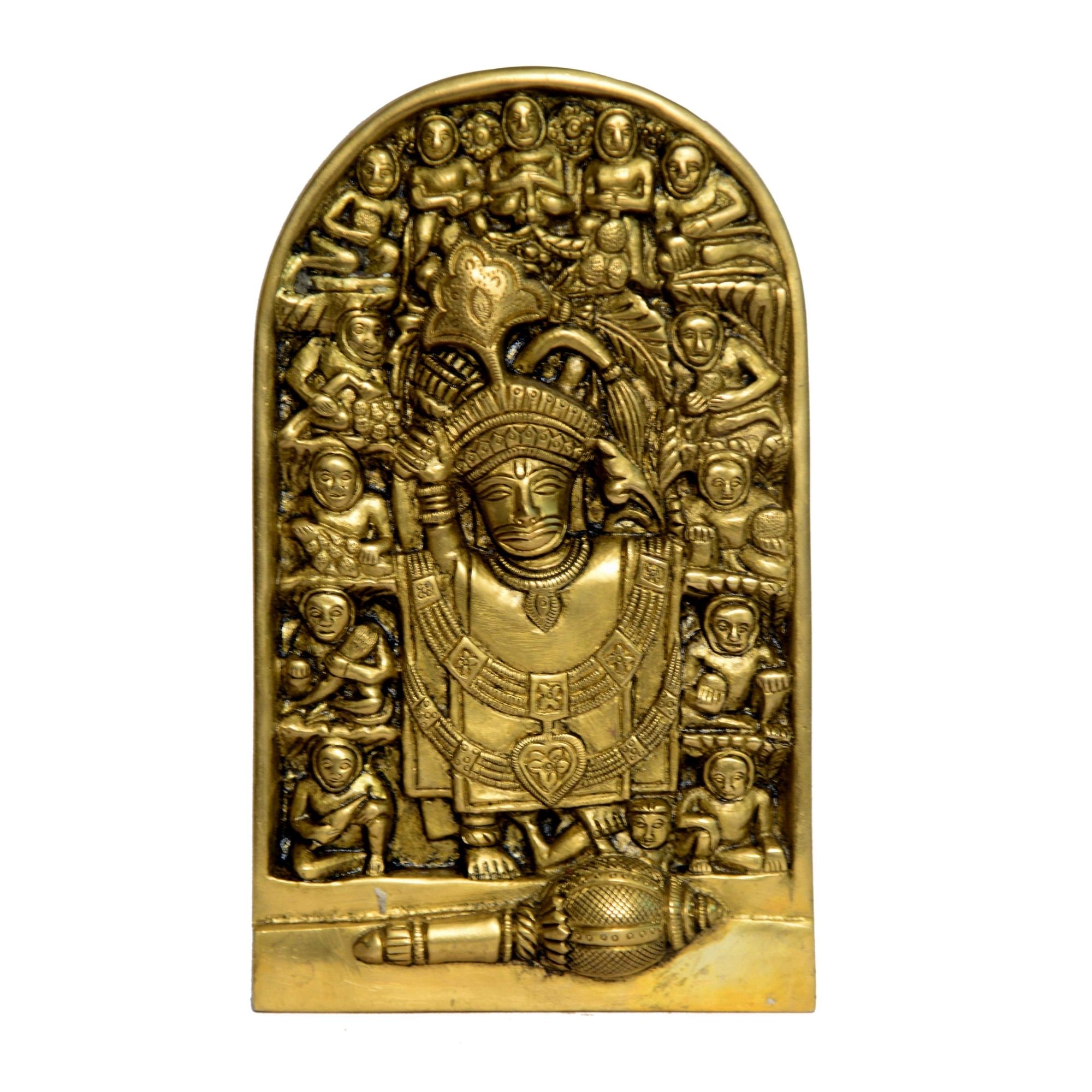 BH00946-1-1.jpg Brass Wall Hanging of Sarangpur Hanuman – Premium Brass Deity Idol for Home & Temple - Image 1