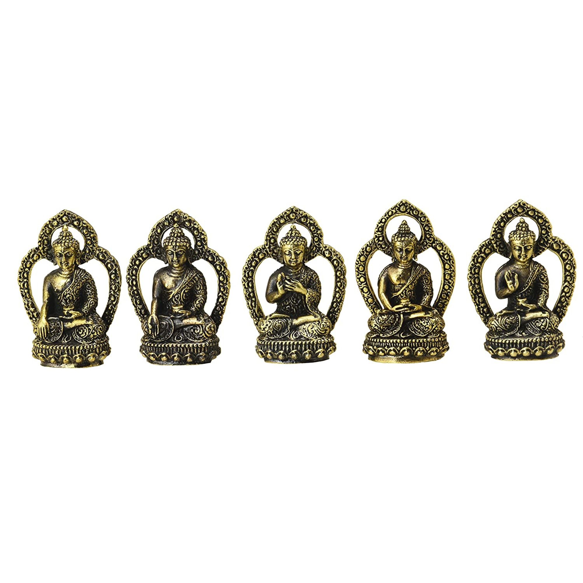 BH06553-2-1.jpg Buddha Mudras(5 Hand Positions of The Buddha) Tibet Brass Set Collectible – Premium Brass Deity Idol for Home & Temple - Image 1