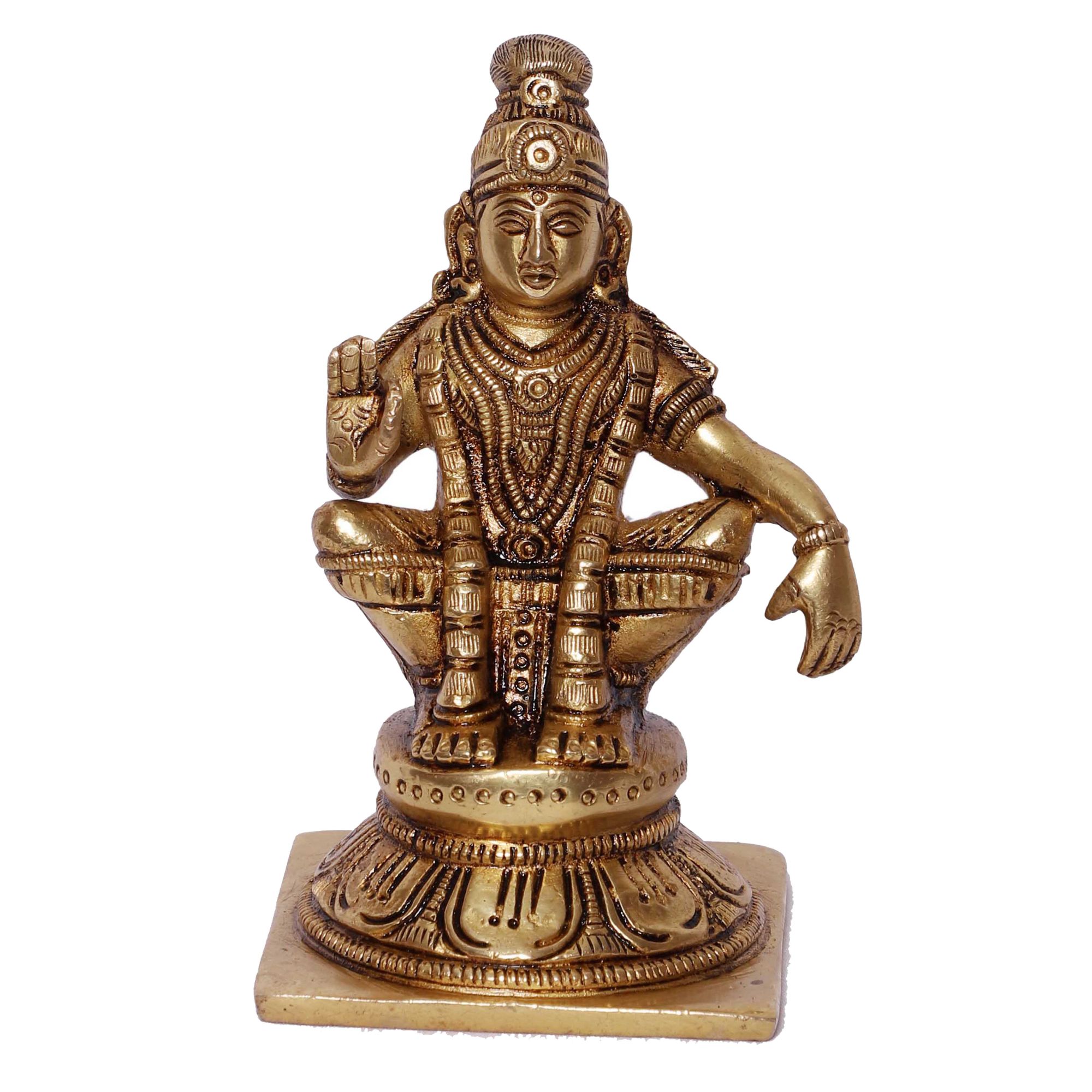 BH06799-6-1-1.jpg Ayyappan Brass God Collectible Idol | Lord Ayyappan for Dharma & Spiritual Protection - Image 1