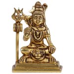 Brass Shiv Shankar Idol for Home Office Temple Handicraft Brings Prosperity, &ndash; Handcrafted for Pooja Room & Spiritual D&eacute;cor
