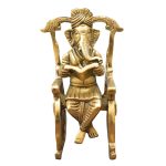 Chair Ganesha Brass – Premium Brass Deity Idol for Home & Temple
