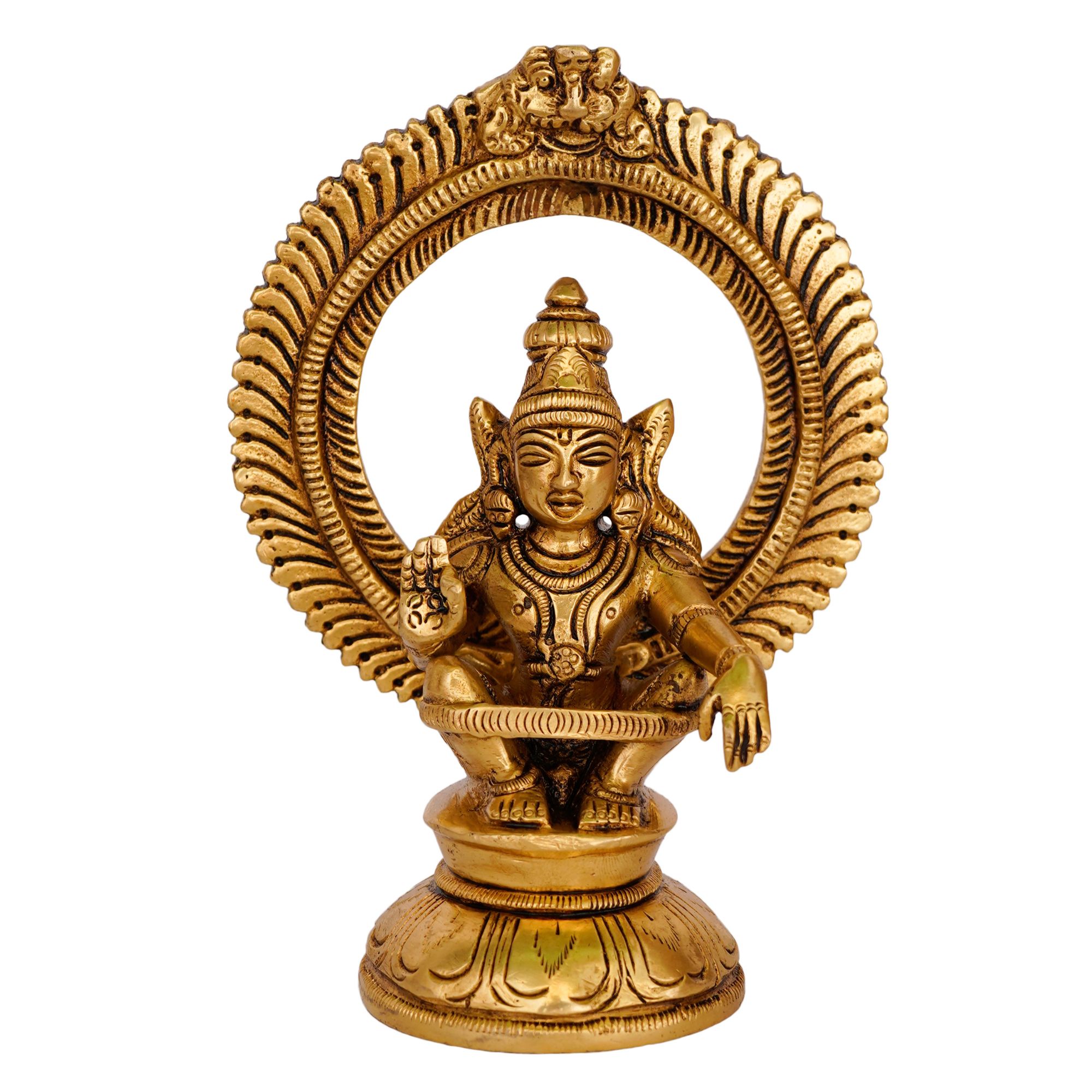 BH07755-4-1.jpg Ayyappan Idol Brass Idol | Lord Ayyappan for Dharma & Spiritual Protection - Image 1