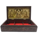 Lord Sri Tirupati Balaji with Sridevi & Bhudevi Gold Plated Secret Jewel Box Corporate Gift 8 x 4 inch | Premium Corporate Gift for Divine Blessings