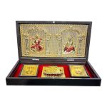 Sri Lakshmi Ganesh Silver foil Charan Padhukas Corporate Gift 8 x 4 inch | Divine Footprints for Blessings & Prosperity