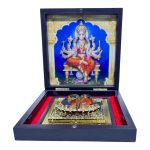 Goddess Varahi Devi Gold Plated Charan Box Corporate Gift 4 x 4 inch | Sacred Divine Footprints for Temple & Home