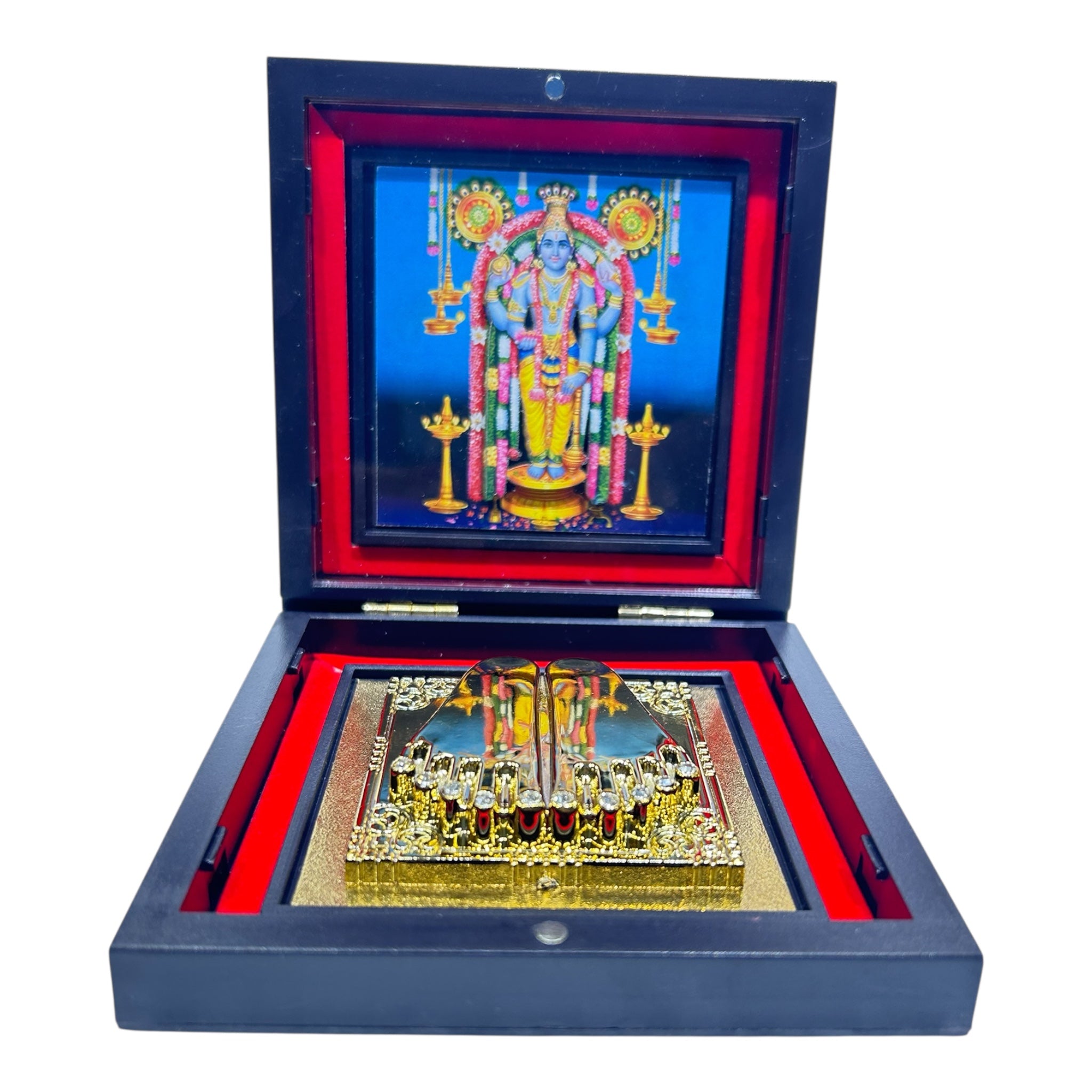 E6091066-E193-4F7D-933E-B8E6C939F9D9-1.jpg Unni Krishna Guruvayurappan Charan Padhukas in a 4 x 4 inch | Divine Footprints for Blessings & Prosperity - Image 1