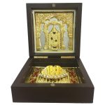 Sri Tirupati Balaji Gold Plated Charan Box Corporate Gift 3 x 3 inch | Sacred Divine Footprints for Temple & Home