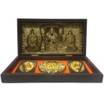 Sri Tirupati Balaji Deluxe Gold Plated Charan Padhuka Gift Box Corporate Gift 8 x 4 inch | Sacred Divine Footprints for Temple & Home