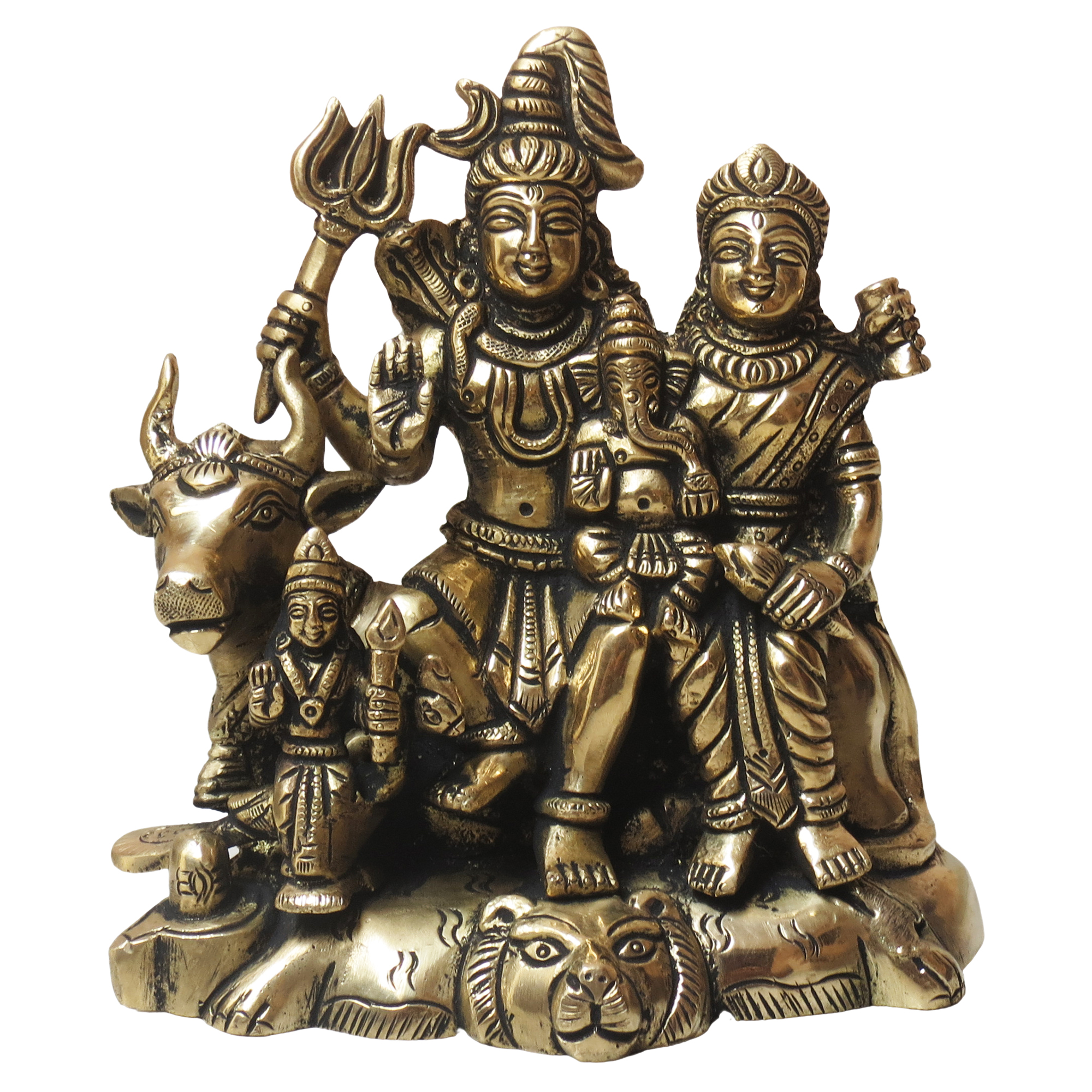 bh08643_1-1.jpg Brass Shiv family Statue for Home Décor & Puja Room 5.8″ Inch – Premium Brass Deity Idol for Home & Temple - Image 1