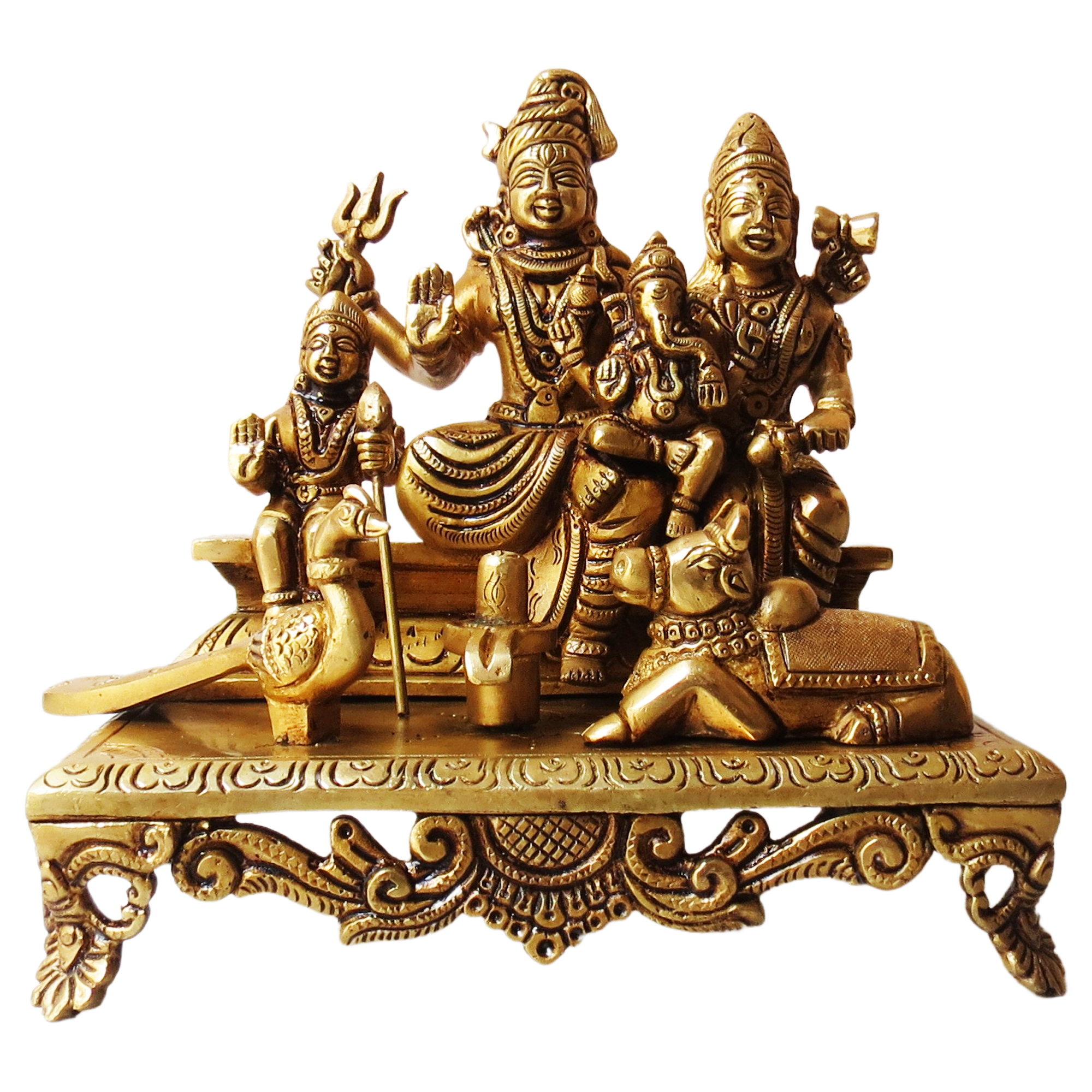 bh08827_1-1.jpg Brass Shiv family Idol for Puja Room Gift Items Collectible Handicraft Art 5.1″ Inch – Handcrafted for Pooja Room & Spiritual Décor - Image 1
