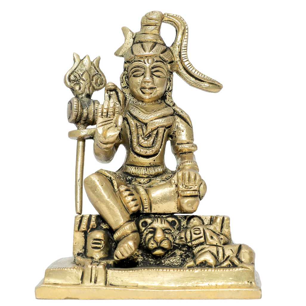 bh09096_1-1.jpg Brass Shiv Sankar Idol Brass For Collectible Handicraft 3.9″ Inch – Handcrafted for Pooja Room & Spiritual Décor - Image 1