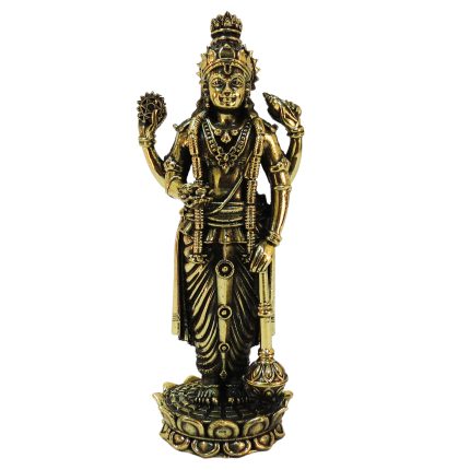 Brass Standing Lord Vishnu Statue 4.9 Inch – Premium Brass Deity Idol for Home & Temple
