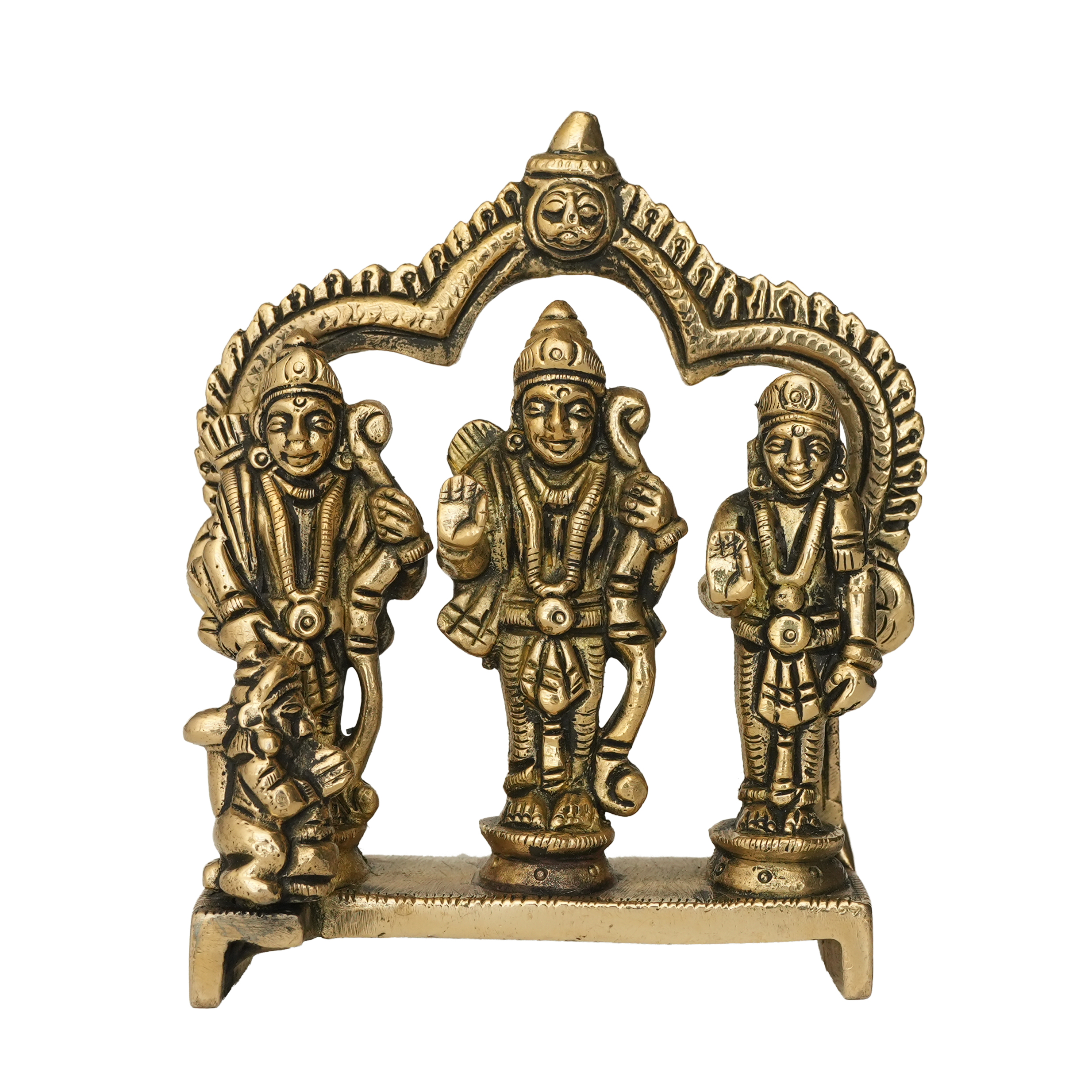 bh09991_1-1.jpg Brass Ram Darbar Idols Super Fine Finish Brass For Handicraft 4.6 Inch | Divine Ram Darbar for Family Harmony & Righteousness - Image 1