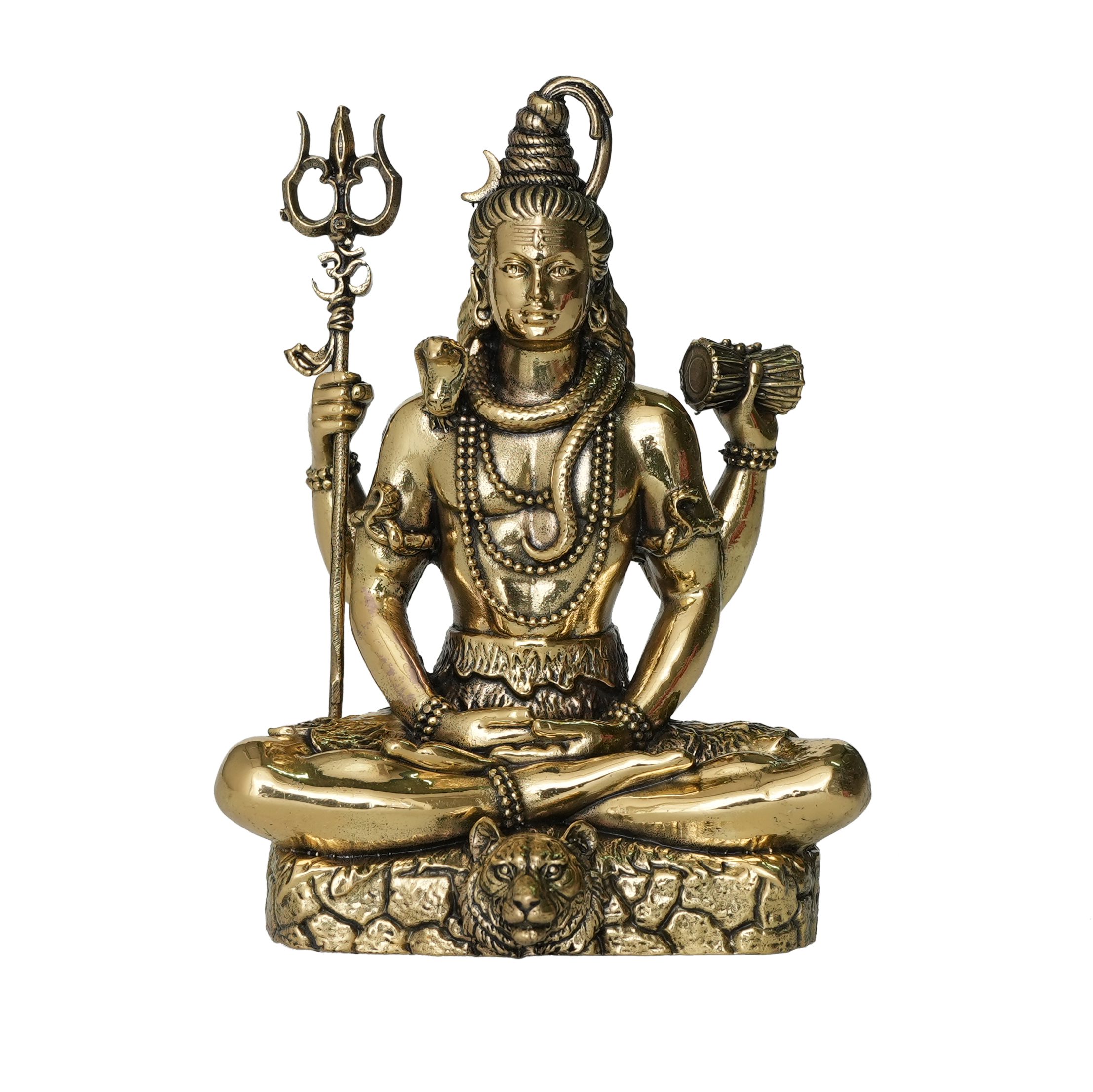 bh10181_1-1.jpg Brass Shiv Statue 4.8 Inch Height – Premium Brass Deity Idol for Home & Temple - Image 1