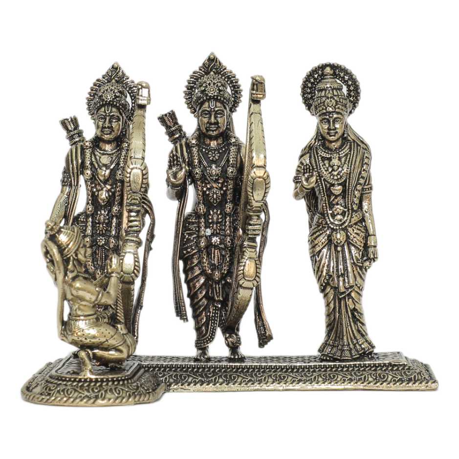 bh10315_1-1.jpg Brass Religious Decor Ram Darbar Statue 2.9 Inch Height – Premium Brass Deity Idol for Home & Temple - Image 1