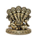 Brass Statue Of Panchmukhi Ganesh 5 Inch Height – Premium Brass Deity Idol for Home & Temple