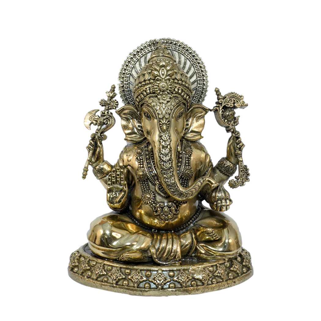 bh10363_1-1.jpg Brass Statue Of Ganesha Spiritual Decor And Temple Decor 6.5 Inch Height – Premium Brass Deity Idol for Home & Temple - Image 1