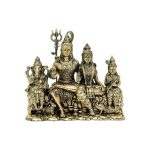 Brass Shiv Parivar Statue – Divine Hindu God Family Figurine 4.4″ Inch – Premium Brass Deity Idol for Home & Temple