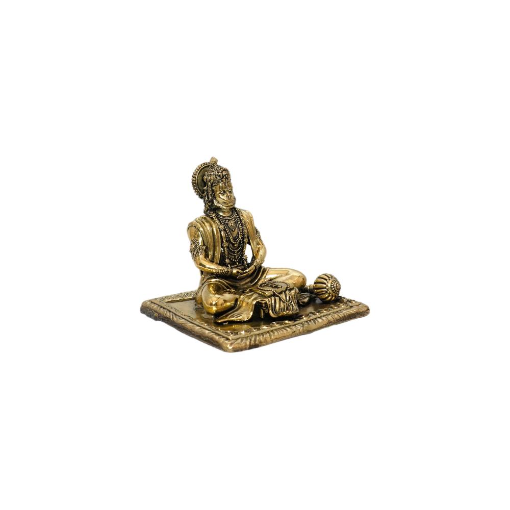 bh10496_1-1.jpg Brass Sitting Hanuman Idol For Collectible Handicraft 2.9″ Inch Height – Handcrafted for Pooja Room & Spiritual Décor - Image 1