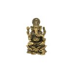 Brass Ganesha Statue Sitting on Lotus Flower 3.9″ Inch Height | Sacred Ganesha Lotus for Purity & Enlightenment