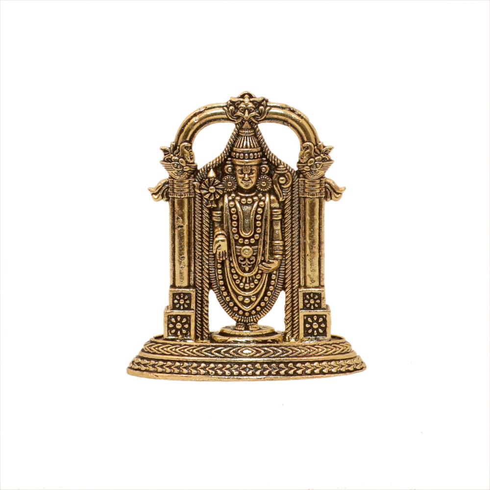 bh10667_1-1.jpg Brass Tirupati Balaji (Venkateshvara) God Brass For Collectible Handicraft 3″ Inch Height – Premium Brass Deity Idol for Home & Temple - Image 1