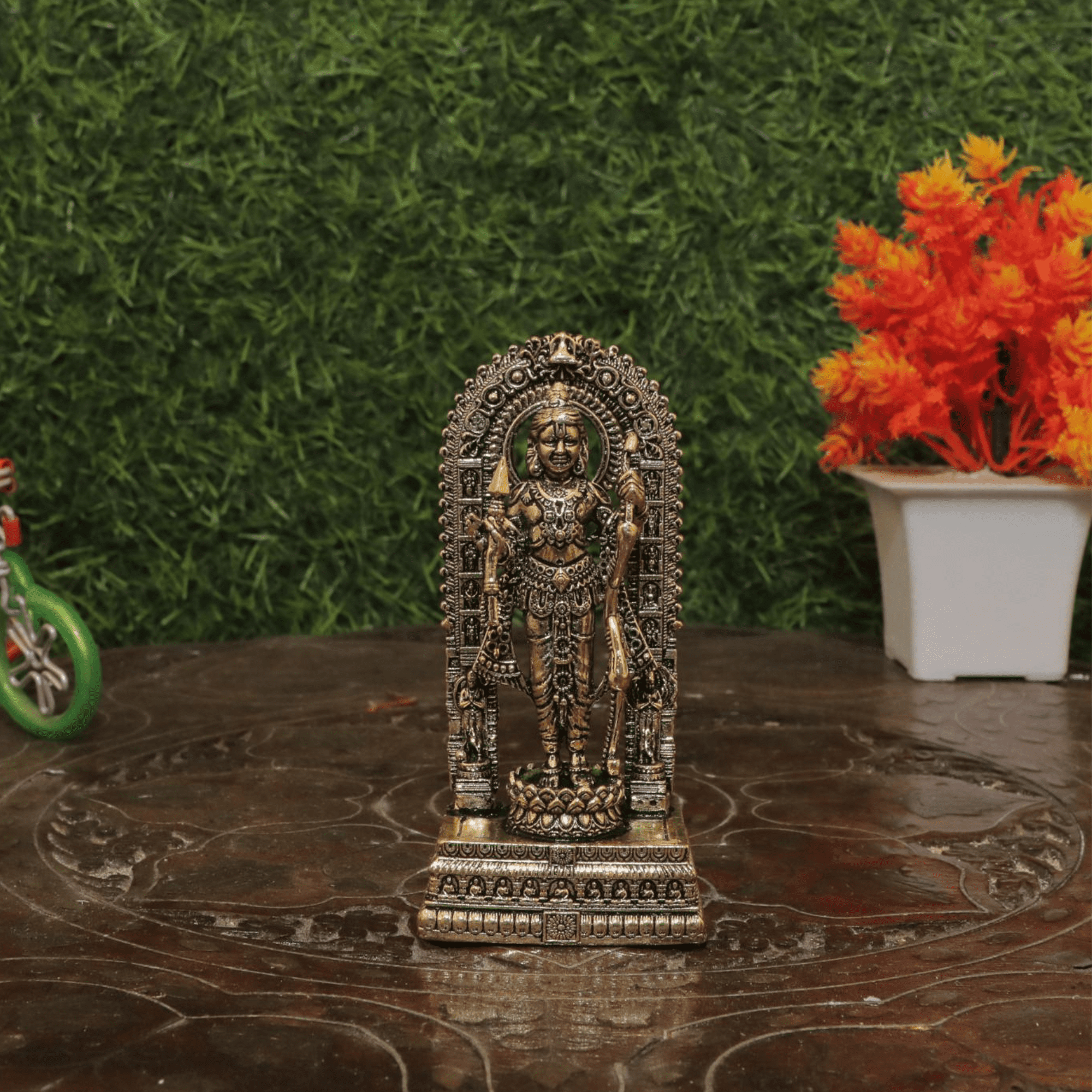 bh10749_n-1.png Brass Ram Statue For Pooja Room 4″ Inch Height – Premium Brass Deity Idol for Home & Temple - Image 1