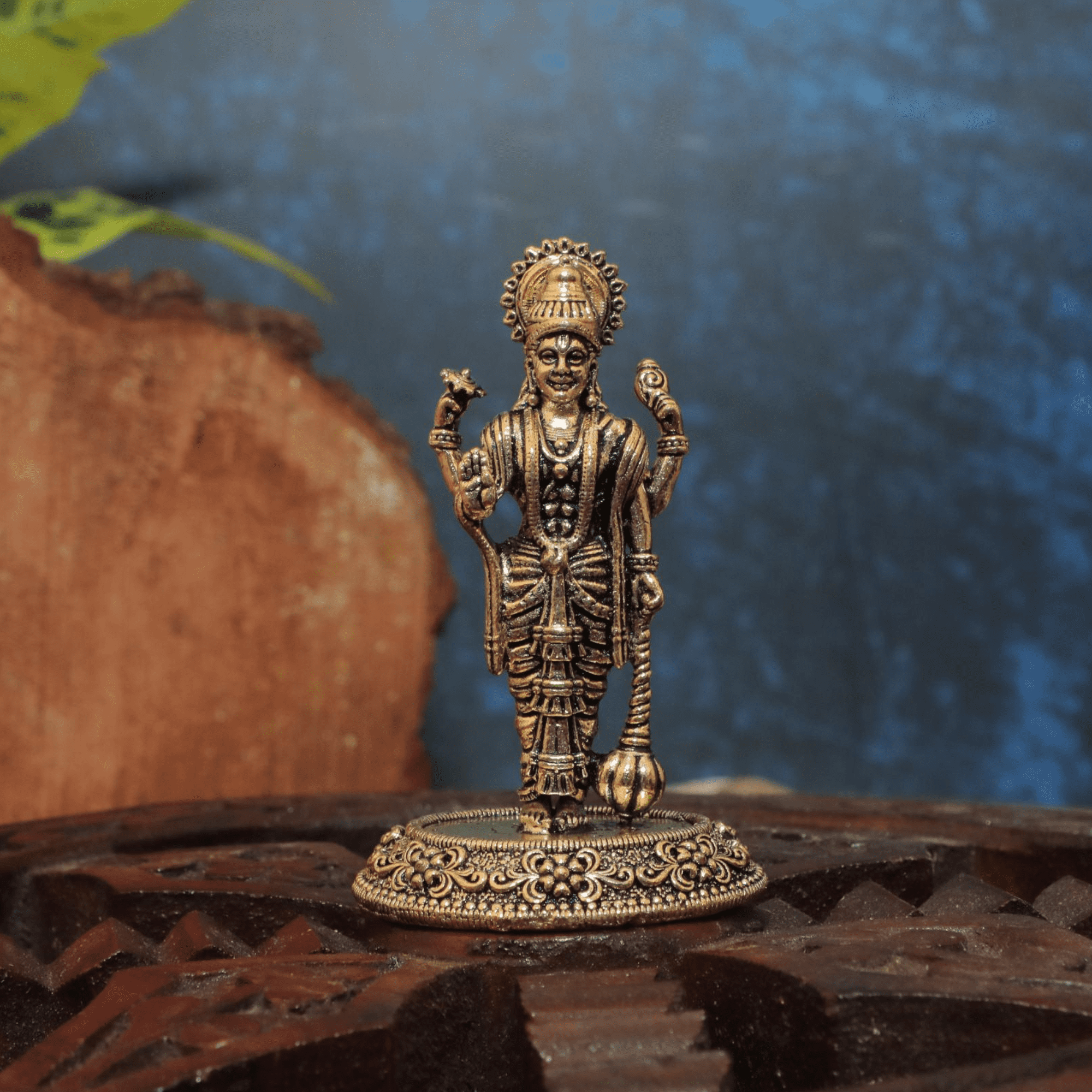 bh10750_n-1.png Brass Vishnu Standing Statue For Divine Protection 3″ Inch – Premium Brass Deity Idol for Home & Temple - Image 1