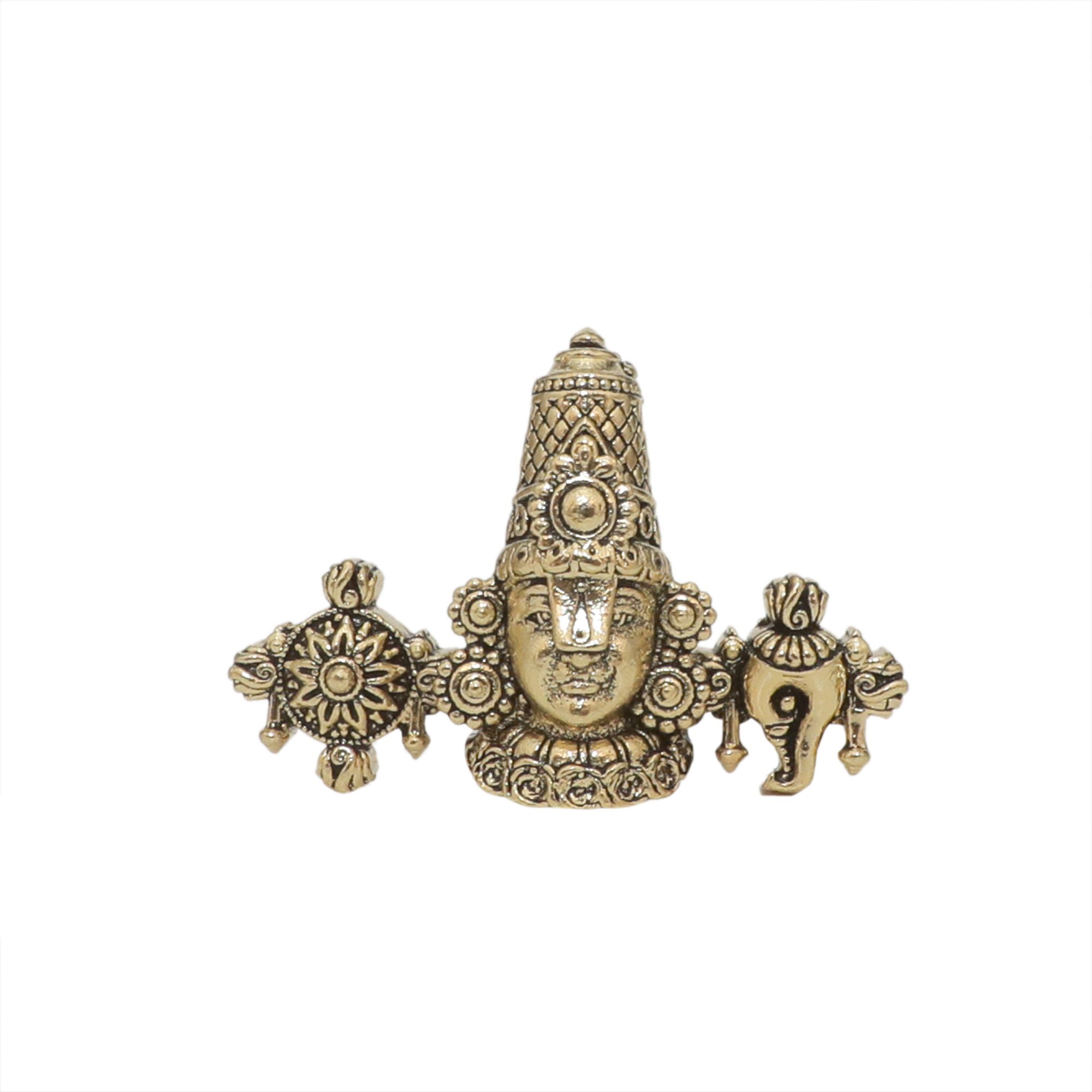bh10819_1-1.jpg Brass Balaji Face For Spiritual Decor 0.9″ Inch Height | Authentic Ganesha Idol for Wisdom & Success - Image 1