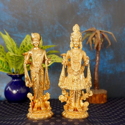 Brass Swaminarayan Pair Statue 2.7″Inch – Premium Brass Deity Idol for Home & Temple
