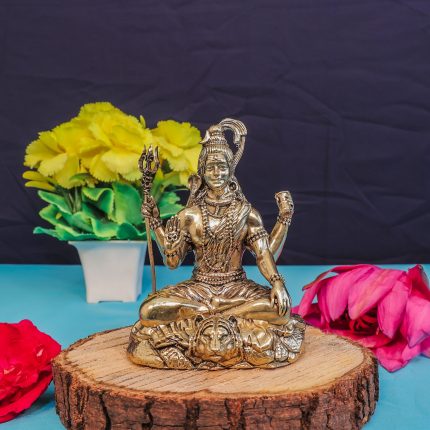 Brass Shiv Statue 3.8″ Inch – Premium Brass Deity Idol for Home & Temple