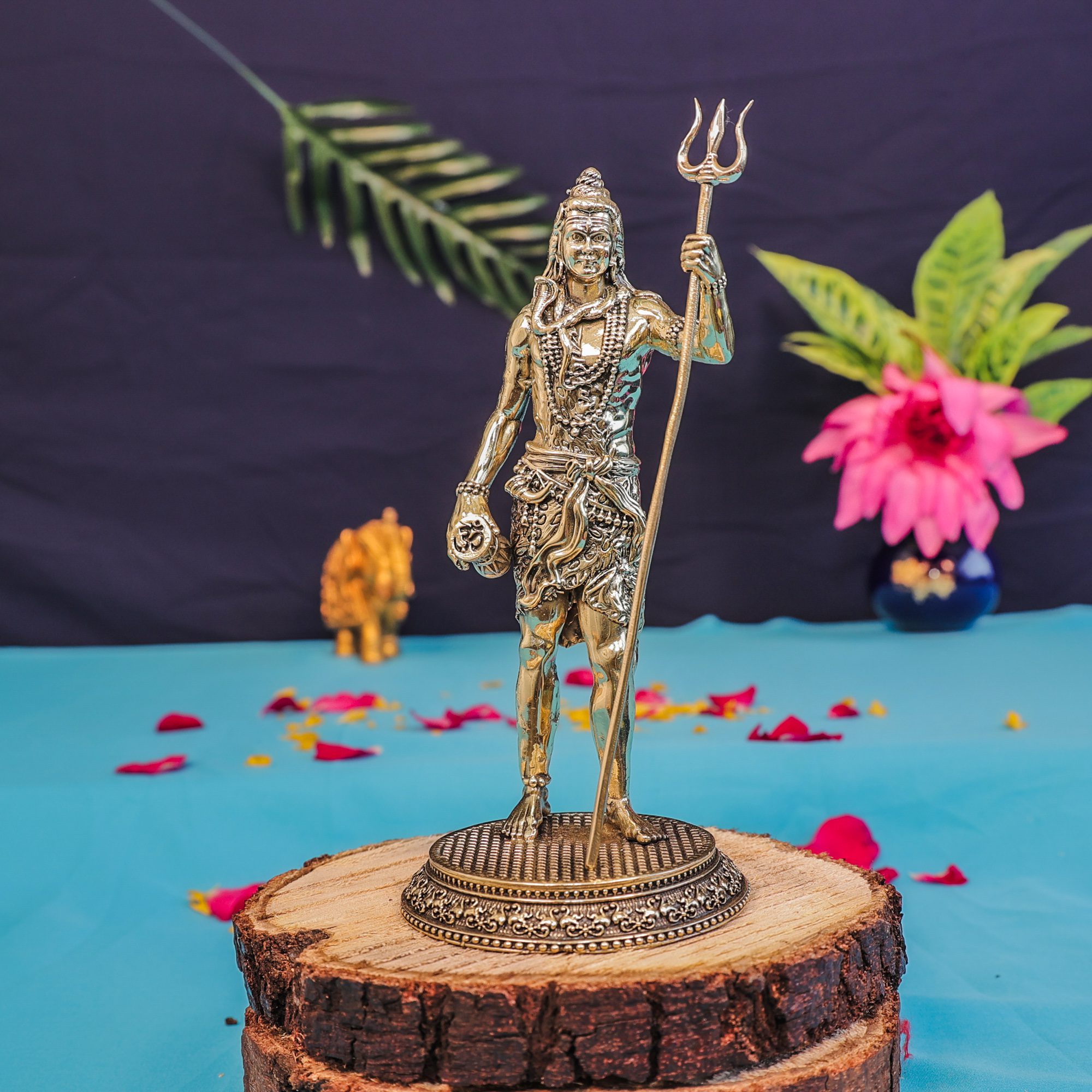 bh11163_n-1.jpg Brass Standing Shiva Statue 7.8″ Inch – Premium Brass Deity Idol for Home & Temple - Image 1