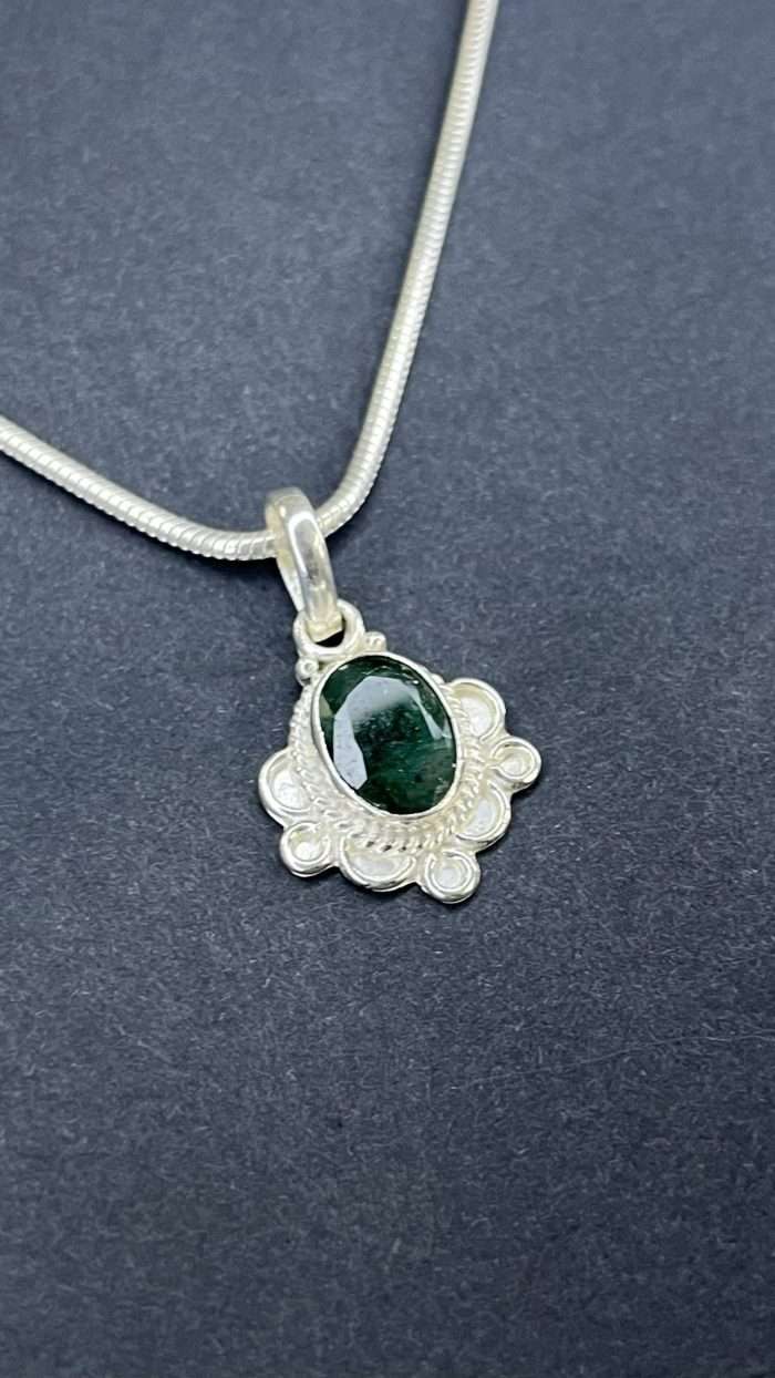 Emerald Silver Pendant | Approx 3.5 Carat | Certified 925 sterling silver jewellery | Natural Emerald for Wisdom & Healing - Image 5