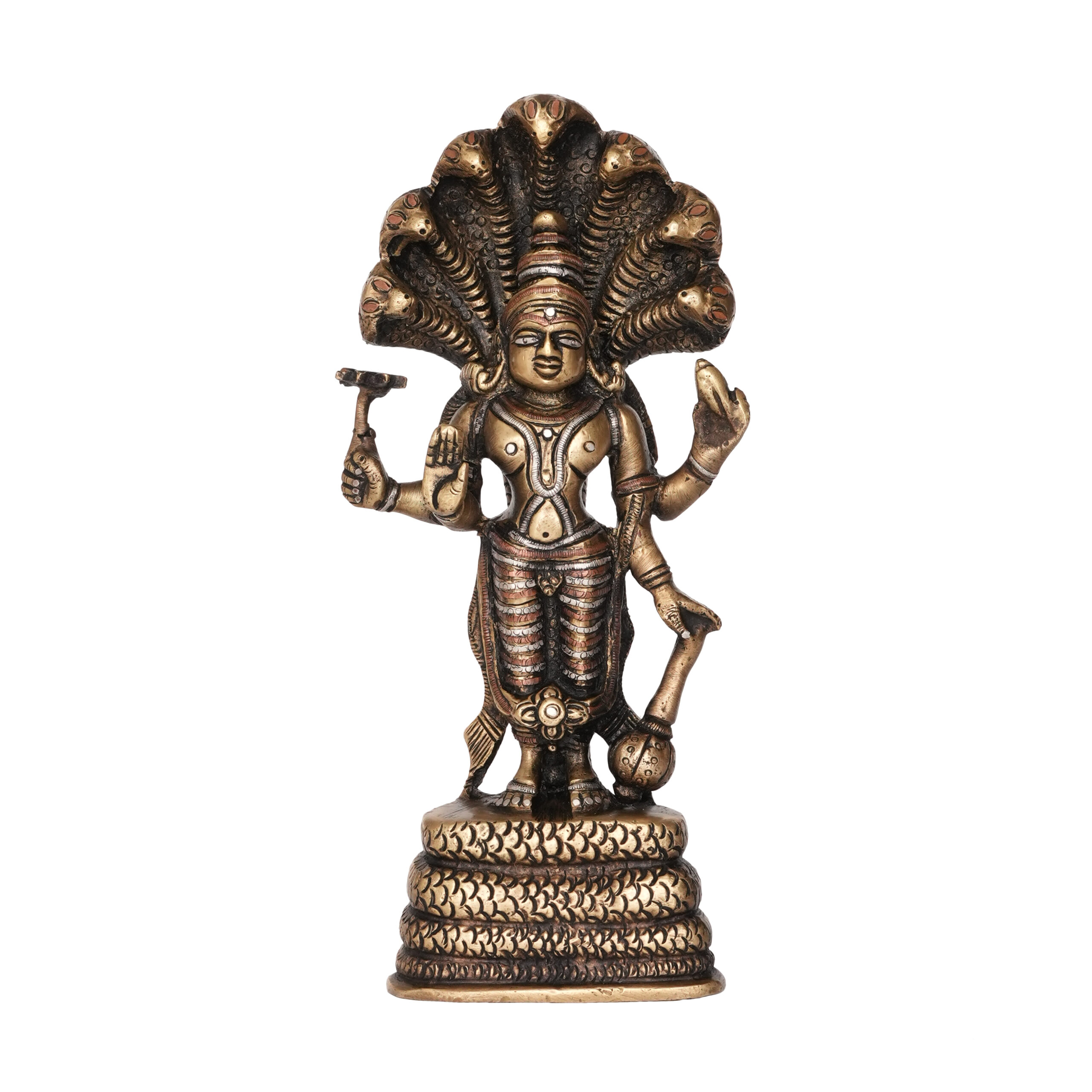 kbh09829_1-scaled-1-1.jpg Brass vishnu Idol Statue for Home Decor Pooja Room 7.2 Inch – Handcrafted for Pooja Room & Spiritual Décor - Image 1
