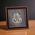 Ganesha Pyrite Photo Frame for Obstacle Removal & Success, 6x6 inch