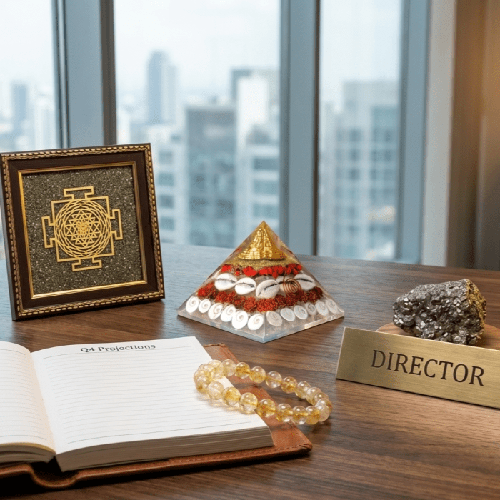 Ultimate Business Growth Combo: Citrine 10mm Bracelet + Pyrite Shree Yantra Frame + Raw Pyrite Stone + 3-Inch Laxmi Pyramid | Accelerate Wealth & Prosperity | - Image 4