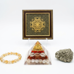 Ultimate Business Growth Combo: Citrine 10mm Bracelet + Pyrite Shree Yantra Frame + Raw Pyrite Stone + 3-Inch Laxmi Pyramid | Accelerate Wealth & Prosperity | - Image 2