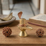 Divine Shiv Ji Pooja Kit: 2-Inch Brass Shivling with Copper Vasuki Naag + 7 Mukhi Rudraksha + FREE 5 Mukhi Rudraksha (Complete Worship Set) - Image 2