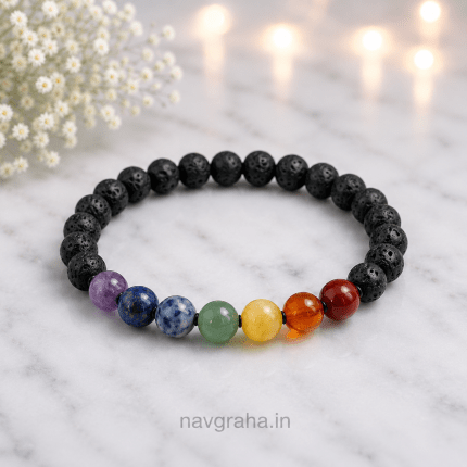 7 Chakra Lava Stone Bracelet for Spiritual Balance & Energy Alignment, 8mm