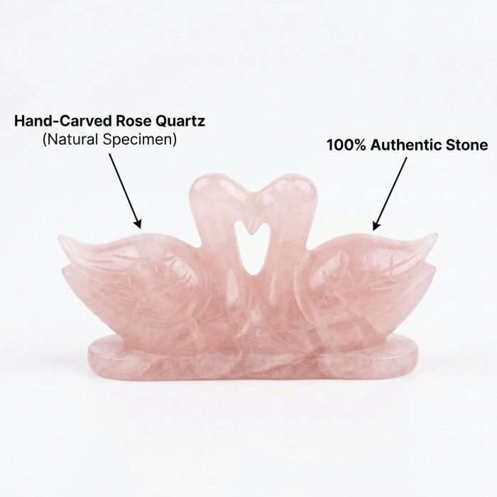 Rose Quartz Love Swan small (100-120gms)  &ndash; Compact Romantic Symbol for Pocket & Altar Carrying - Image 2