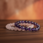 Love Healing Crystal Bracelets: Amethyst + Rose Quartz Pair - Image 2