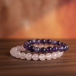 Love Healing Crystal Bracelets: Amethyst + Rose Quartz Pair - Image 3
