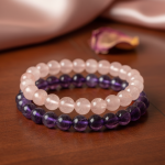 Love Healing Crystal Bracelets: Amethyst + Rose Quartz Pair - Image 5