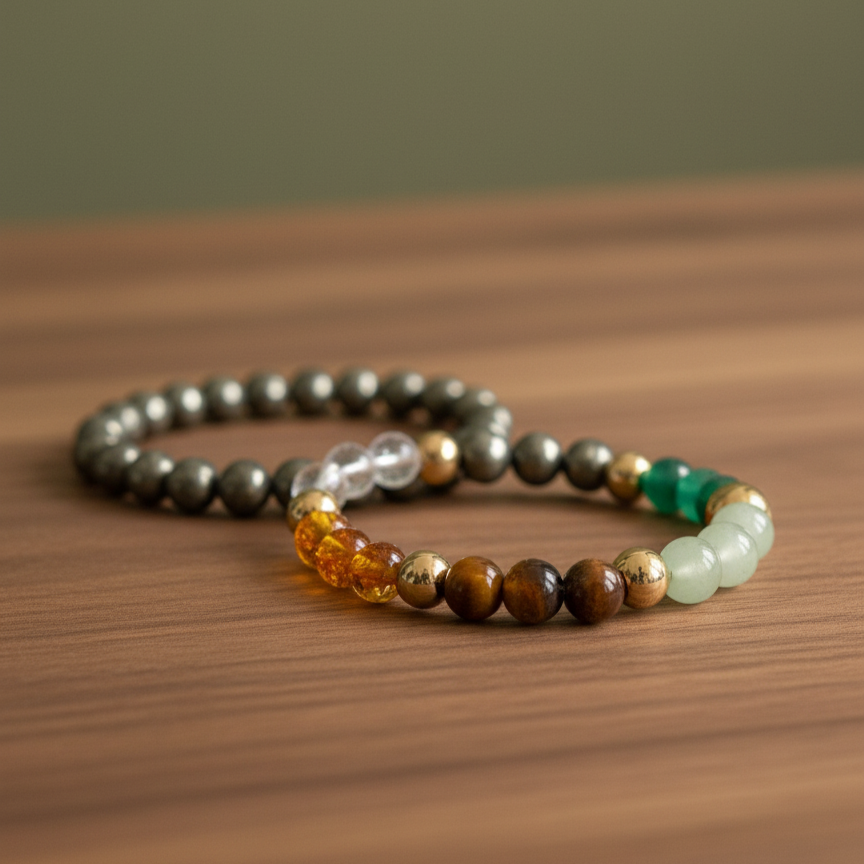 pyrite dhanyog bracelet combo (1) Raw Pyrite Bracelet + Dhanyog Bracelet Combo for Money & Prosperity - Image 1