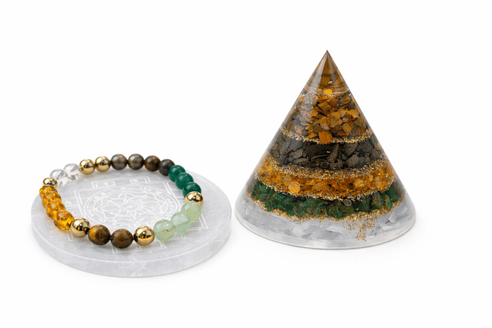 Ultimate Dhan Yog Wealth Combo for Business Growth & Abundance | Dhanyog Pyramid, Dhanyog Bracelet & Free Selenite Charging Plate - Image 2